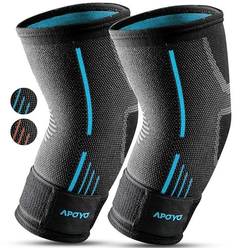 APOYO Elbow Brace for Tendonitis and Tennis Elbow, (Pair) Compression Sleeve for Arthritis, Workouts, Reduce Joint Pain During Fitness Activity (Small)
