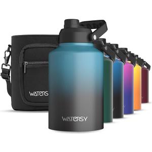 WATERSY 1 Gallon Water Bottle Insulated(Cold for 48 Hrs),BPA Free&Leak Proof,128oz Stainless Steel Water Jug,Big thermo,Large Water Bottle with Handle for Gym,Hiking,Camping&Travel,Lake Blue