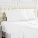 Warmstar 100% Cotton White Queen Fitted Sheet Only, 600 Thread Count Sateen Soft Breathable Queen Size Fitted Bed Sheet Deep Pocket,Fits Mattress Up to 15