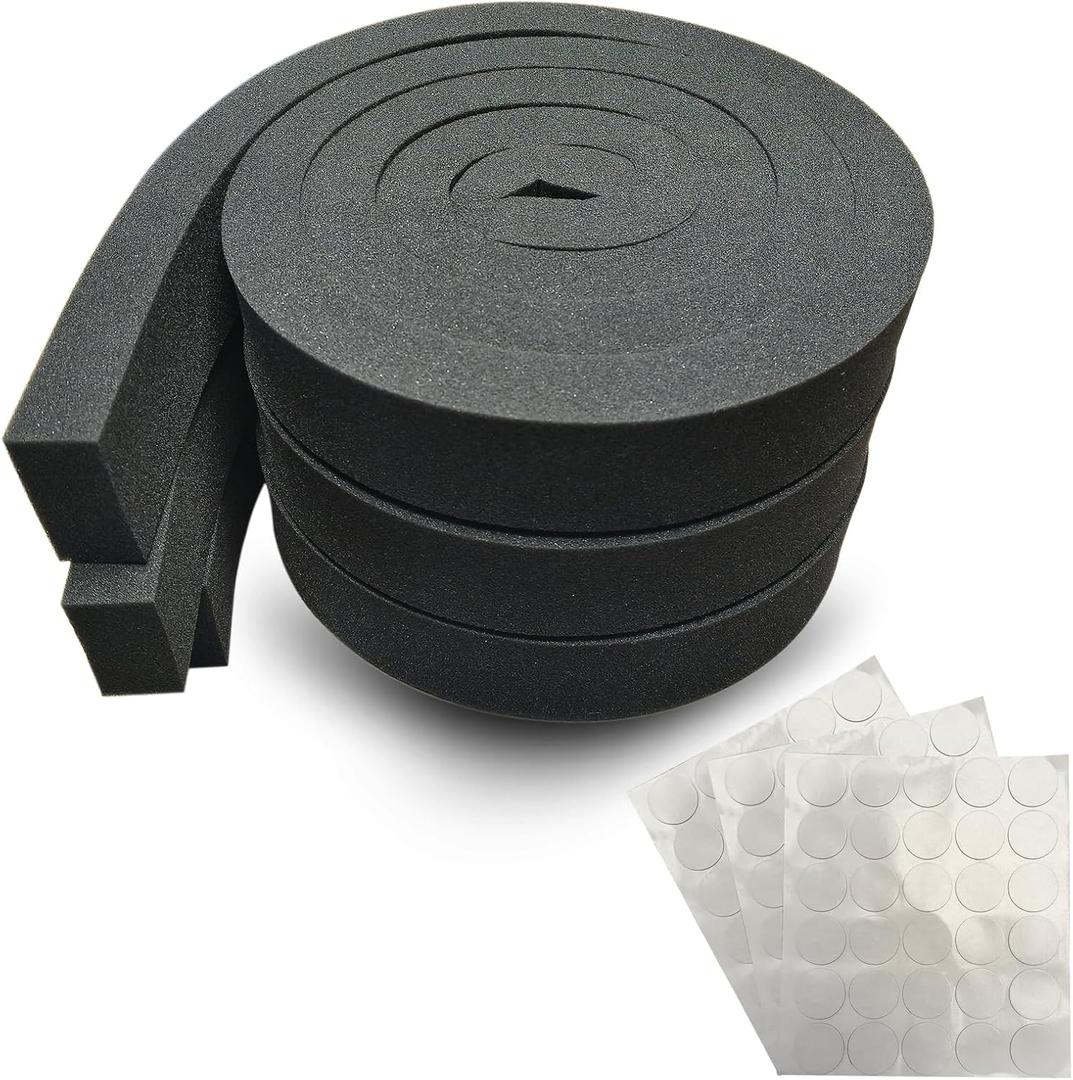 3pack Air Conditioner Foam Insulation Strip2''x1''x6.5ftBlack High Resilience Window AC Insulation Foam Weather Stripping Seal Tape with Glue Point