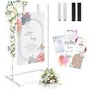 Wedding Welcome Sign Stand, Welcome to our Wedding Sign Holder, Elegan White Easel Stand for Sign Poster With 39 Premium Templates & Leather Sign Hanging Straps,Easel Sign Stand for Wedding Decor