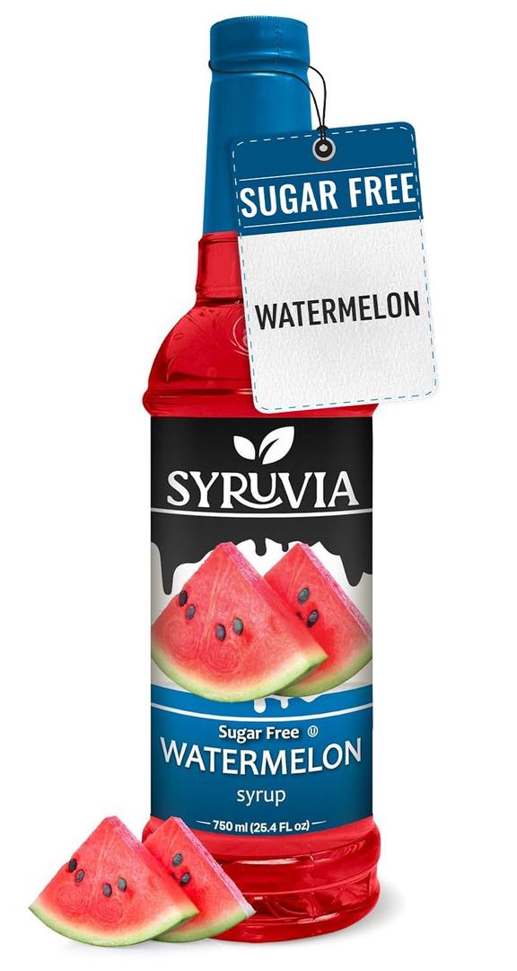 2 x Syruvia Sugar-Free Watermelon Syrup, Flavored Syrup for Drinks, Cocktails, Lemonades, Iced Teas, and Desserts  25.4 fl oz