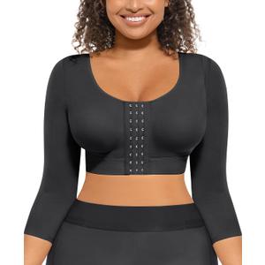 FeelinGirl Arm Shaper for Women Post Surgery Arm Lipo Compression Sleeves Slimming Arm Faja Front Closure Shapewear Bra (S)
