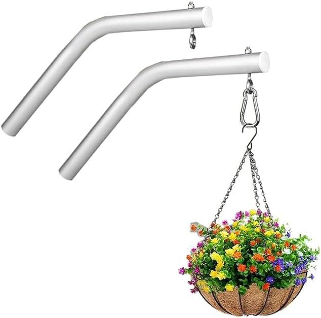 2 Pack Flag Pole Holder Brackets Accessories,Heavy Duty Aluminum Hanging Plant Hook 1 inch Diameter Plant Hooks for Hanging Baskets,Plant Hangers Outdoor(Not Included FlagPole Holder)