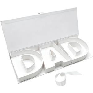 DAD Letter Shaped Gift Box, Decorative Storage Container for Father's Day (White DAD)