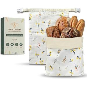 Bread Bags XL (Set of 2)  Reusable Beeswax Bread Bag for Homemade & Sourdough Bread  100% Cotton with Beeswax Lining  Eco-Friendly Bread Storage Bag  Keeps Bread Fresh Longer