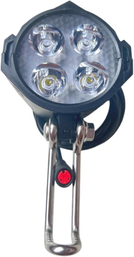 Ebike LED Headlight 2 Pin Female Waterproof Connector Ultra-Bright 12W 300 Lux High-Brightness Night Riding Front Light for 48V 36V Mountain Bike,Folding Bike and E-Scooter