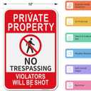 Private Property No Trespassing Violators Will Be Shot Sign, 2Pack-18"x12" Trespassers Will be Shot Sign, Engineer Grade Rust Free Reflective Aluminum, Fade Resistant, UV Protected, Easy to Mount (Red Black and White-2Pack-18"x12")