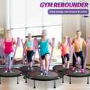 K KENSONE 40" Mini Flodable Spring Rebounder Trampoline for Adults, Small Exercise Trampoline for Indoor Workout and Fitness, Purple Resistance Band Included, Max Load 330 LBS