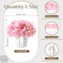 Leinuosen 6 Set Artificial Hydrangea Flowers and Plastic Vases Set Centerpieces Table Decorations Silk Fake Hydrangea Full Flowers Heads with Stems Bulk for Wedding Home Baby Shower (Pink)