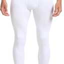 HYCOPROT Men's Compression Pants, Athletic Leggings Base Layer Cool Dry Workout Tights for Running Yoga Gym Basketball (White, L)