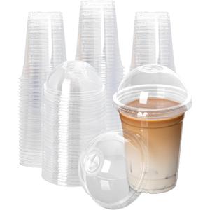 Lullaby 200Pack 16oz Clear Plastic Cups with Dome Lids, Disposable Smoothies Cups Suitable for Ice Cold Drinks Coffee Tea, Ideal for Parties, Holidays