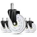 RidRed Gaming Chair Wheels - Heavy-Duty Office Chair Wheels - Replacement Rubber Casters - Universal Fit 3 Inch Chair Casters, Noise Free, Fits 98% Chair, for All Floor, White