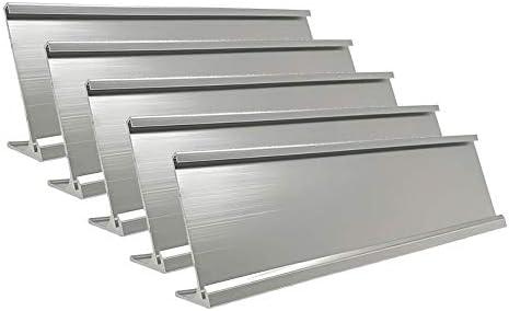 2" x 8" Aluminum Desk Name Plate Holder, Office Business Desk Sign Holder Desktop-5 Pack (Silver)