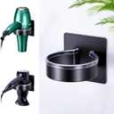 Blow Dryer Holder Wall Mounted, hairdryer Holder for Bathroom, Blow Dryer Organizer, Hair Tool Organizer Wall Mount, Adhesive Hair Dryer Storage for Bathroom Barber Shop (Black)