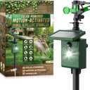 Motion Activated Animal Repeller with Water Sprinkler, Deer Repellent Devices Solar Powered, IP65 Waterproof Cat Repellent Outdoor with Flashing Light, Deter Deer Foxes Skunks Raccoons from Garden