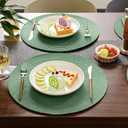 FunWheat Round Braided Placemats Set of 6 Table Mats for Dining Tables Woven Washable Non-Slip Place mats 15 inch (Olive, 6pcs)