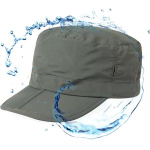 TOP-EX Men's Waterproof Army Hat - Foldable Brim Cadet Cap for Golf, Running, Outdoor Dad Military Caps, Light Gray XL XXL Extra Large Big Head Oversize