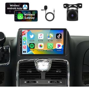 Podofo8Core 4+64GCar Stereo for Dodge Grand Caravan 2011-2020 for Chrysler Grand Voyager 2011-2015,91280*720 IPS Touchscreen Car Radio with Carplay Android Auto GPS Bluetooth+MIC+AHD Backup Camera