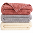 Lumina Garden 3 Pcs Extra Large Bath Towel Set 35" x 70" Oversized Turkish Luxury Plush Jacquard Bath Sheets Jumbo Soft Coral Velvet Bathroom Sheets Pink Gray Absorbent Blanket for Pool Shower Spa
