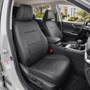 GIANT PANDA 2PCS Front Seat Covers for Chevy Silverado & GMC Sierra 1500 2500 3500 2007-2026 Crew Extended Double Cab Pickup,Custom Fit Chevy & GMC Truck Seat Protectors,Faux Leather (Black)