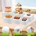 6 Pcs Buffet RisersSize5''-6''-7''-8''-9''-10'',Food Risers for Buffet TableWhite Acrylic Cube Display Risers Shelf for Catering, Party, Jewelry & Collectibles