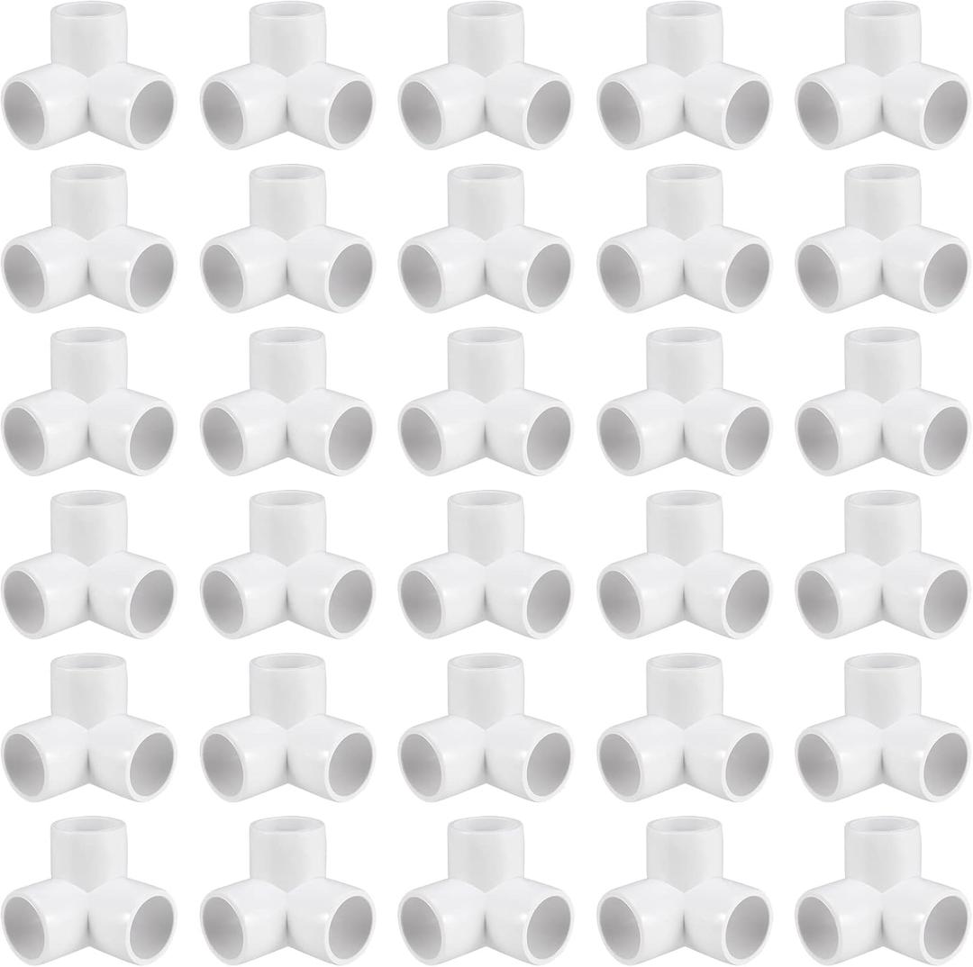 MANCHAP 30 PCS 1/2 Inch 3 Way PVC Elbow Fitting, Heavy Duty PVC Pipe Connectors, White