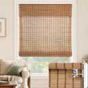 LazBlinds No Drill Bamboo Roman Shades, 36" W x 48" H, Malay Umber