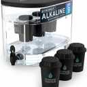 Invigorated Water - Alkaline Countertop Water Filter Dispenser, Large Cup Capacity, Mineralized Alkaline Water, BPA-Free, 96 Gallons/Filter (Black, 3 Filters Included)