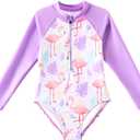 Angel season Girls Swimsuits Kids Bathing Suit One Piece Swimwear with UPF 50+ Cute (8-9 Years, Flamingo Purple)