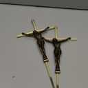 Leinuosen 2 Pcs Metal Crucifix Wall Cross 10 x 5 x 1 Inch Gold Home Cross Wall Decor Slender Hanging Cross Decor for Wall Gifts