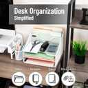 Mind Reader Metal Mesh Desktop File Organizer, 3-Tier Paper Tray with 5 Compartments, Office Mail Sorter, White