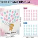 2PCS Fingerprint Guestbook with Bear and Bunny Baby Shower Guest Book Party Ideas Gender Reveal Fingerprint Guest Book with 2 Pens and 6 Stickers Gender Reveal Party Decorations