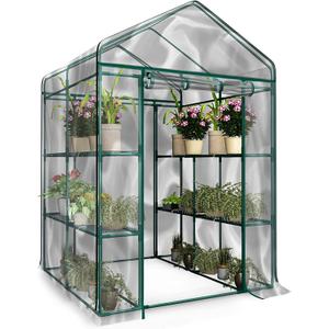 Home-Complete 514537FXW Walk-in Greenhouse-Indoor Outdoor with 8 Sturdy Shelves-Grow Plants, Seedlings, Herbs, or Flowers in Any Season-Gardening Rack, Green