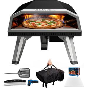 12 inch Gas Pizza Oven Outdoor Propane, Portable Pizza Oven with Stone, Stainless Steel Pizza Oven Indoor & Outdoor for Camping Backyard Party, Ignition Built-in, 12 min Fast Heating