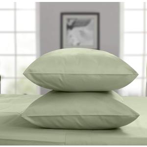 Threadmill Cotton Pillow Cases - Standard Size Set of 2, 100% Pure Cotton, 300 Thread Count Sateen Weave Sage Green - Ultra Soft & Comfortable Hotel Quality Pillow Protectors