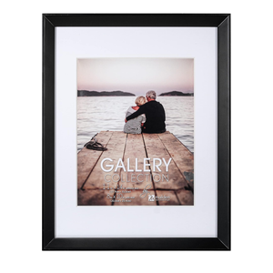 Malden International Designs 8x10 11x14 Black Wedge Matted Picture Frame, White