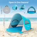 Wolfwise Pop up Beach Tent Sun Shelter with UPF50+ UV Protection, Instant Easy Setup Popup Beach Shade Canopy for 4 Person, Portable & Foldable with Carring Bag, 95 ×65×53 in, Blue