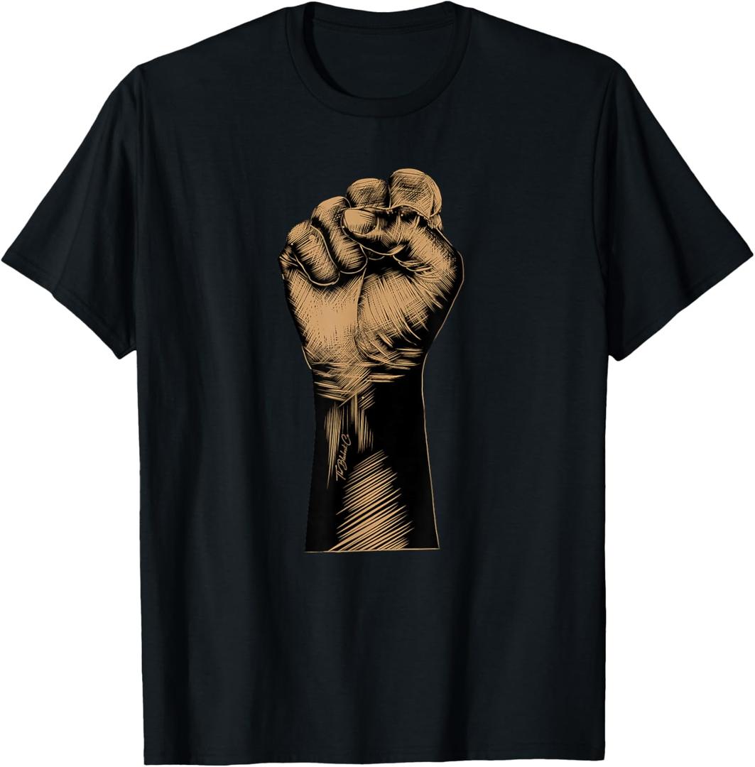Raised Fist Black Power African American BLM Protest T-Shirt, Small