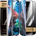 3 Pack for iPhone 14 Plus iPhone 15 iPhone 16 Pro Tempered Glass Screen Protector - Optional,2 HD 1 Anti Spy Privacy with Mounting Frame(12FT Military Grade Shatterproof) Scratch Resistant