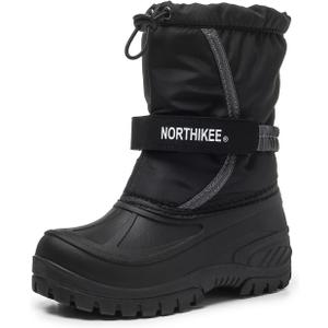 Adjustable Ankle Kids Snow Boots Waterproof Warm, Winter Non-Slip Shoes with Thick Curly Plush Lining & P20 Outsole for Children Little Kid 2