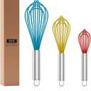 Whisk,Sturdy Stainless Steel Wires Coated in Professional Silicone,3 Pack Whisks for Cooking,Mini Whisk,Colored Balloon Egg Beater for Blending,Whisking,Beating,Stirring,Cooking,Baking (Multi) (Premium(Mixing Pack))