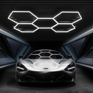 FERUERW Hexagon Garage Lights, High Brightness 168W 6500K 18480Lumens Honeycomb Hexagon Led Garage Light 5 Grid for Garage, Auto Beauty Shop, Car Detailing Shop, Workshop