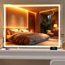 Vanity Mirror with Lights, 40" x 29" LED Makeup Mirror with 10X Magnification, Dimmable 3 Modes, Memory Function, Smart Touch, USB Charging Port, Lighted Makeup Mirror Square White