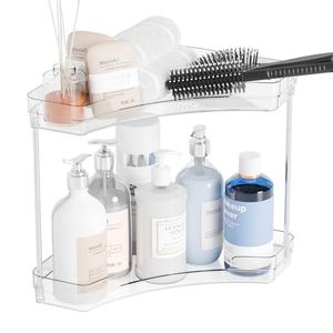 Yieach 2 Tier Corner Bathroom Counter Organizer,Clear Sink Shelf,Bathroom Corner Organizer and Storage for Restroom,Vanity Countertop,Two Tier Small Sink Organizers & Rack for Makeup,Beauty Product