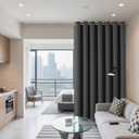 Joydeco Blackout Patio Sliding Door Curtains 84 Inches Long, Grommet Privacy Room Divider Curtains, Extra Wide Thermal Blackout Drapes for Bedroom Living Room (Grey, 100Wx84L, 1 Panel)