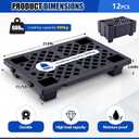 Briwooody 12 Pcs Plastic Pallet Lightweight Nestable Polyethylene Pallets 23.6" x 15.8" x 3.9" Interlocking Storage Pad with Breathable Grids for Basement Restaurant Kitchen Supermarket (Black)