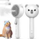 Cat Steam Brush, Brushes for Indoor Cats with Release Button, Dual Speed Spray USB Rechargeable Grooming Supplies, Cat Brush for Shedding Suitable for All Long-haired and Short-haired Pets