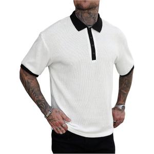 Verdusa Men's Business Casual Button Up Tennis Shirts Collared Short Sleeve Tops Formal Outfits (White, L)