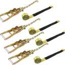 Classic Yellow Lasso Style Car Tie Down with Chain Anchors 2 Inch x 96 Inch 4 PCS 3,300 lbs Safe Working Load